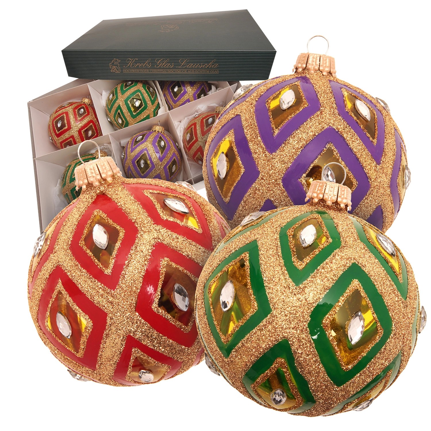 Krebs Glas Lauscha Weihnachtskugeln Dekor Byzantin Mehrfarbig 8cm günstig online kaufen
