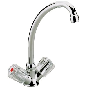 Sanitop-Wingenroth Zweigriffmischer Küchenarmatur Standard Plus Chrom mit schwenkbarem Auslauf.