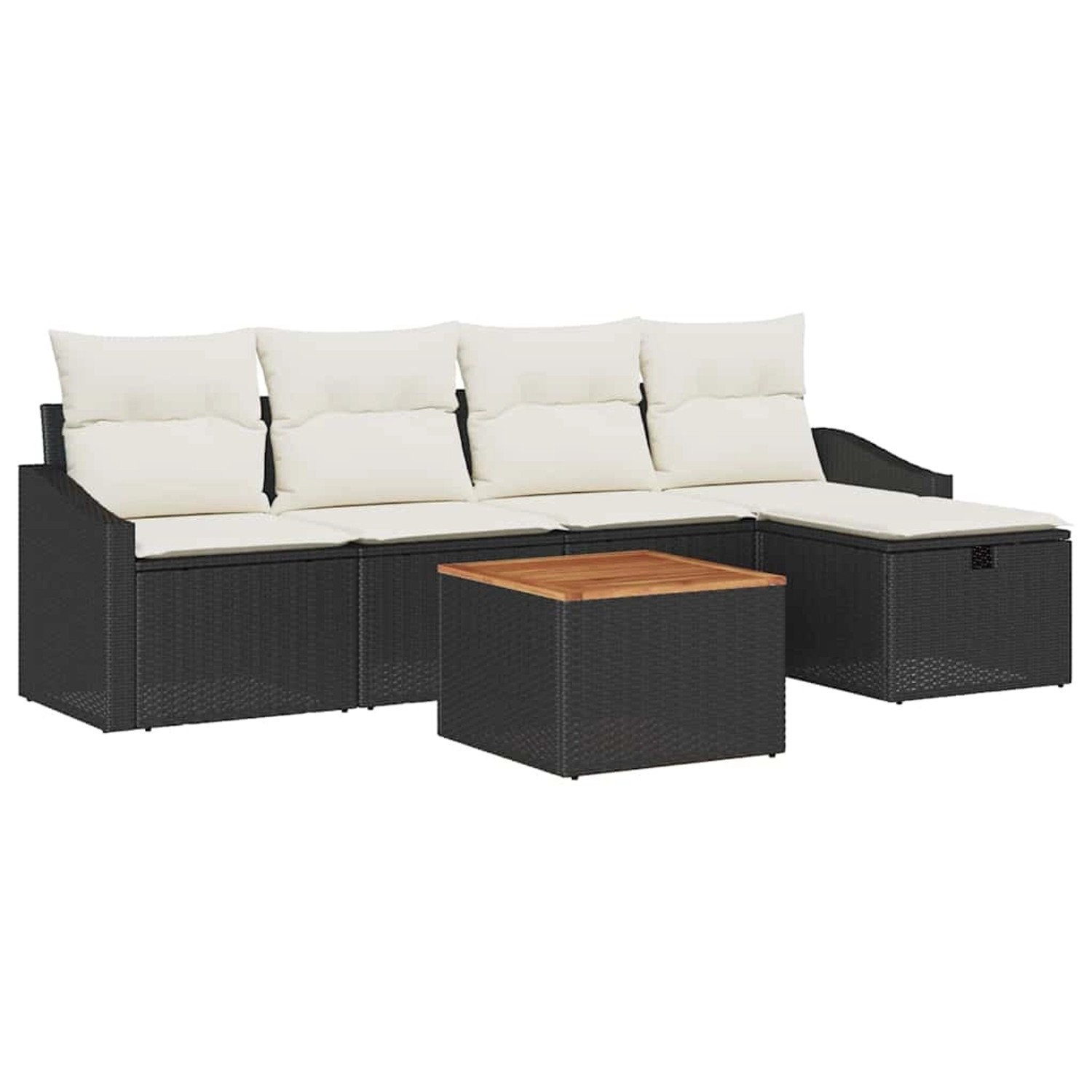 vidaXL Garten-Sofa-Set mit Kissen 6-Tlg Schwarz Poly Rattan 3360890 günstig online kaufen