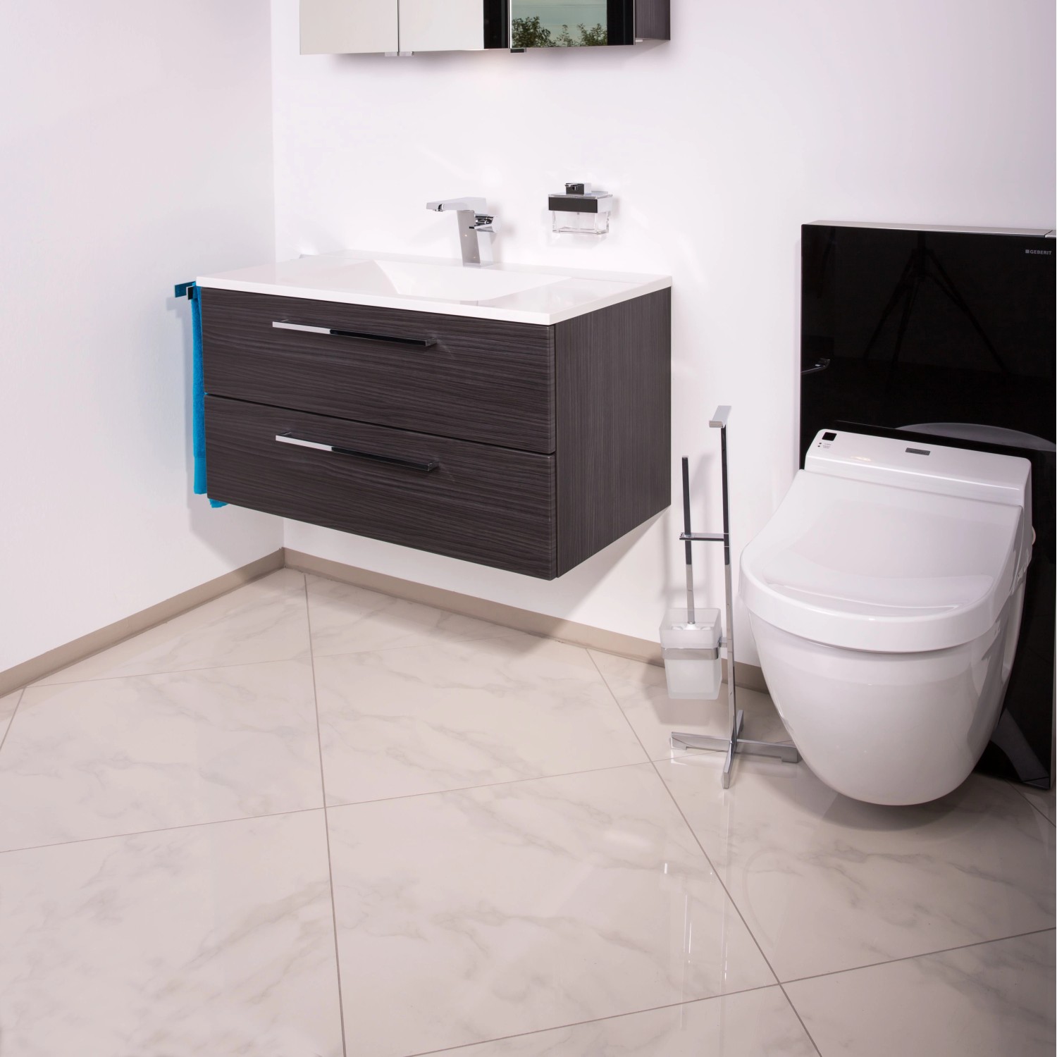 Bodenfliese Carrara Feinsteinzeug Weiß Poliert 60 cm x 60 cm