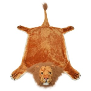 Brauner Plüsch Löwenfell Teppich, 205 cm, mit realistischer Mähne, Pfoten und Schwanz. Weiches Kunstfell.