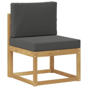 Modulares Outdoor-Sofa Element aus Akazienholz mit dunkelgrauen Polstern. Gartenmöbel für flexible Gestaltung.