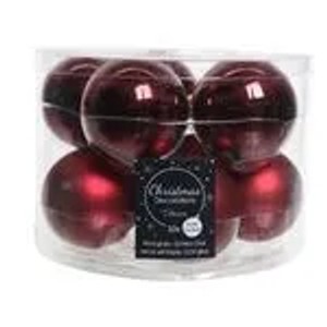 10 rote Kaemingk Glas-Weihnachtsbaumkugeln, 6 cm, glänzend und matt, in transparenter Verpackung. Für Christbaumschmuck.