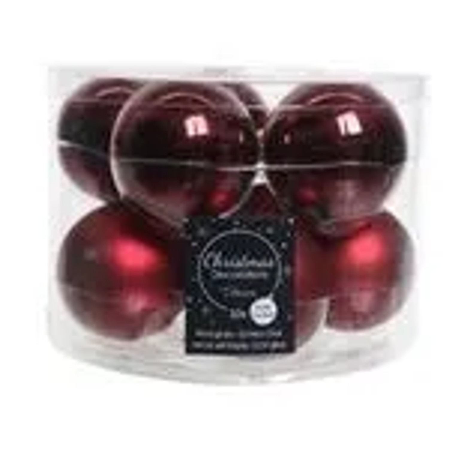 Kaemingk Weihnachtsbaumkugeln Glas  6 cm 10 Stueck Rot Glanz Matt