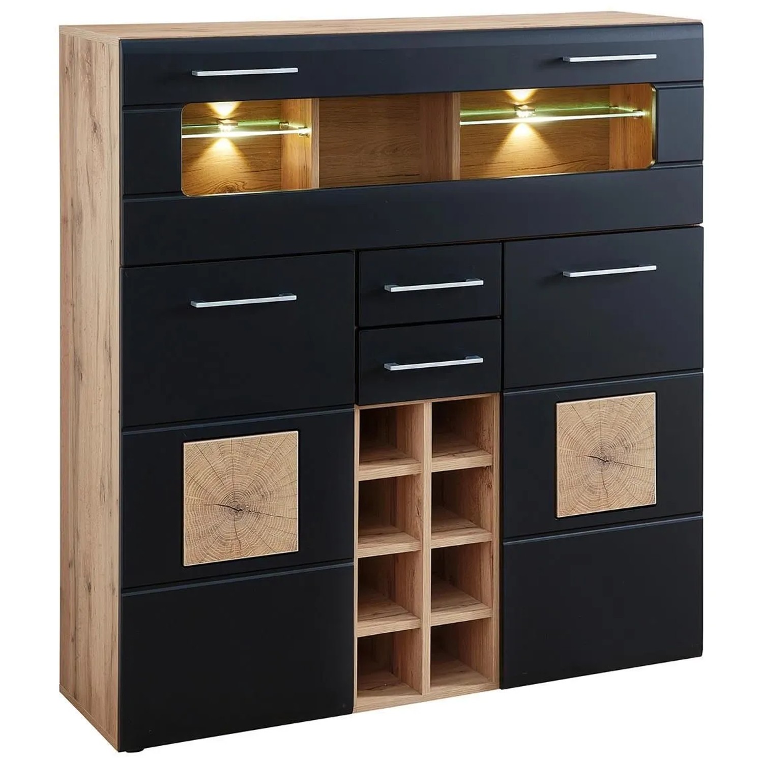 Mömax Highboard Sonate Schwarz/Eichefarben