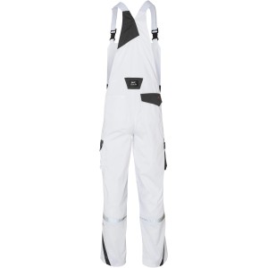 Kübler Pulse Eco Latzhose in Weiß/Anthrazit, Arbeitskleidung mit Taschen und Stretcheinsatz.