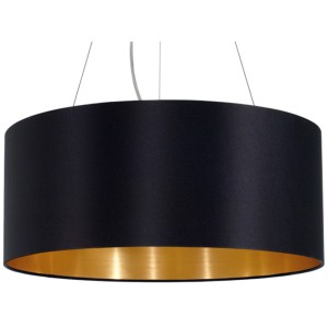 Eglo Pendelleuchte Maserlo, 3-flammig, schwarz mit goldenem Innenleben.