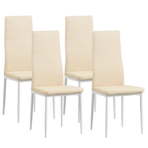 Albatros Esszimmerstühle MILANO, 4er Set, beige, mit Kunstlederbezug und Metallgestell.