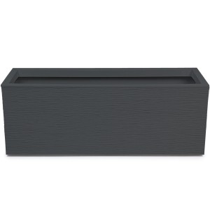 Anthrazitfarbener Ondis24 Pflanzkübel (Doppelpack) mit Steinoptik, 57 Liter Volumen.