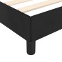 Detailansicht: Schwarzes Samt-Bettgestell (80x200 cm) mit Holzlattenrost und Füßen.