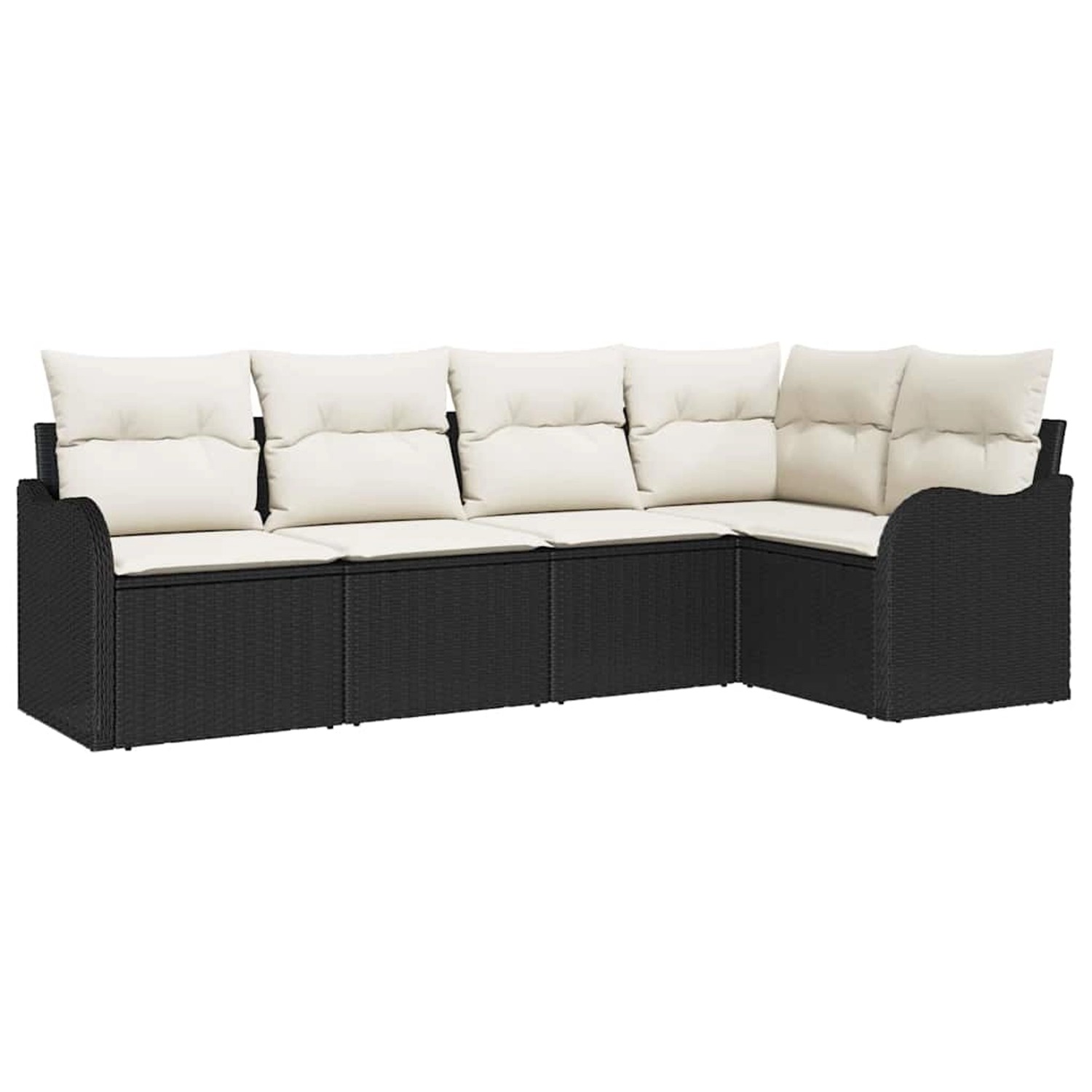 vidaXL Garten-Sofa-Set mit Kissen 5-Tlg Schwarz Poly Rattan 3345697 günstig online kaufen
