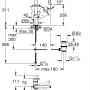 Technische Zeichnung: Grohe QuickFix Start L-Size Waschtischarmatur mit Maßangaben für Installation.