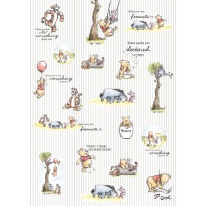 Komar Fototapete Vlies Winnie Pooh Stripes, 200x280cm, mit Winnie Pooh und seinen Freunden.