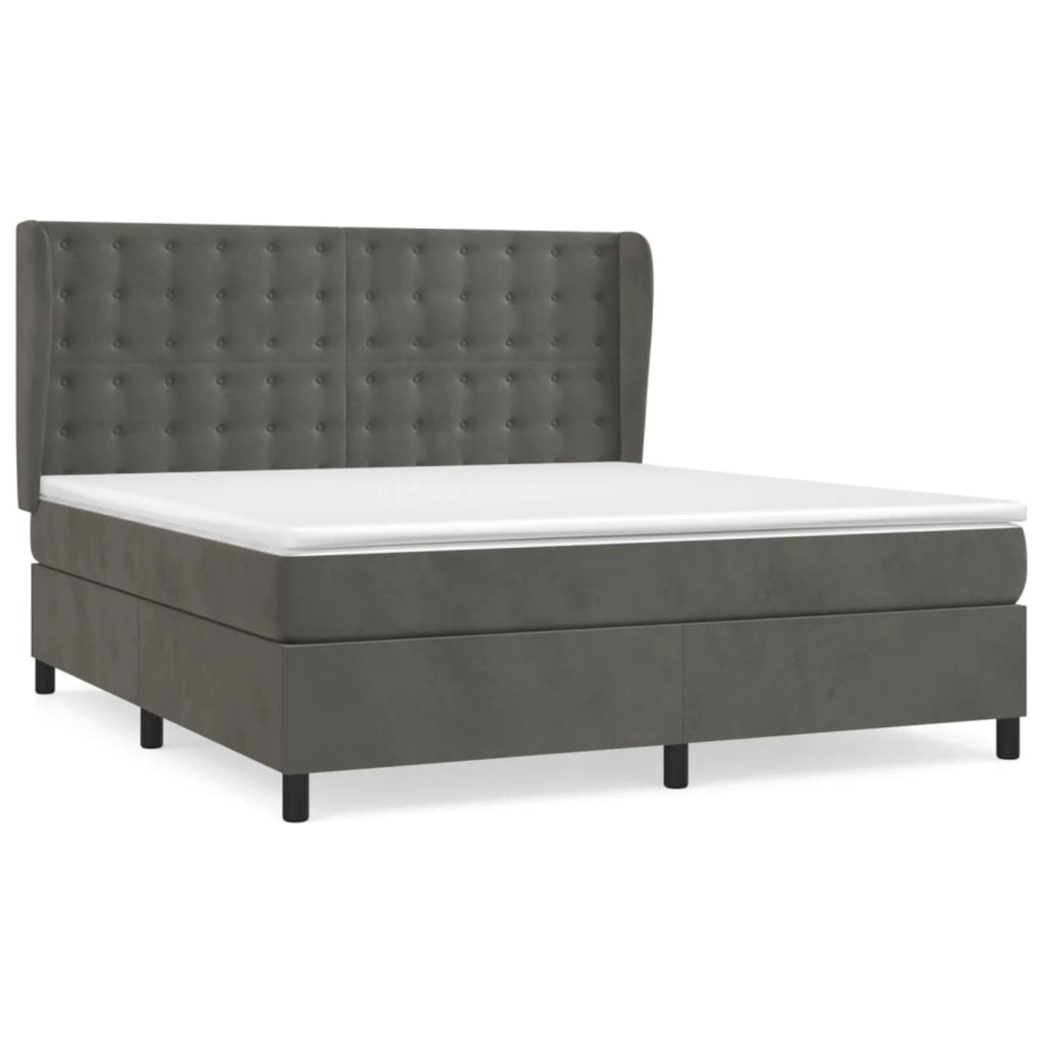 vidaXL Boxspringbett mit Matratze Dunkelgrau 160x200 cm Samt1378802 günstig online kaufen
