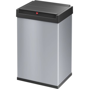 Hailo Mülleimer Big-Box Swing L, 35 l, silberfarben mit Schwingdeckel.
