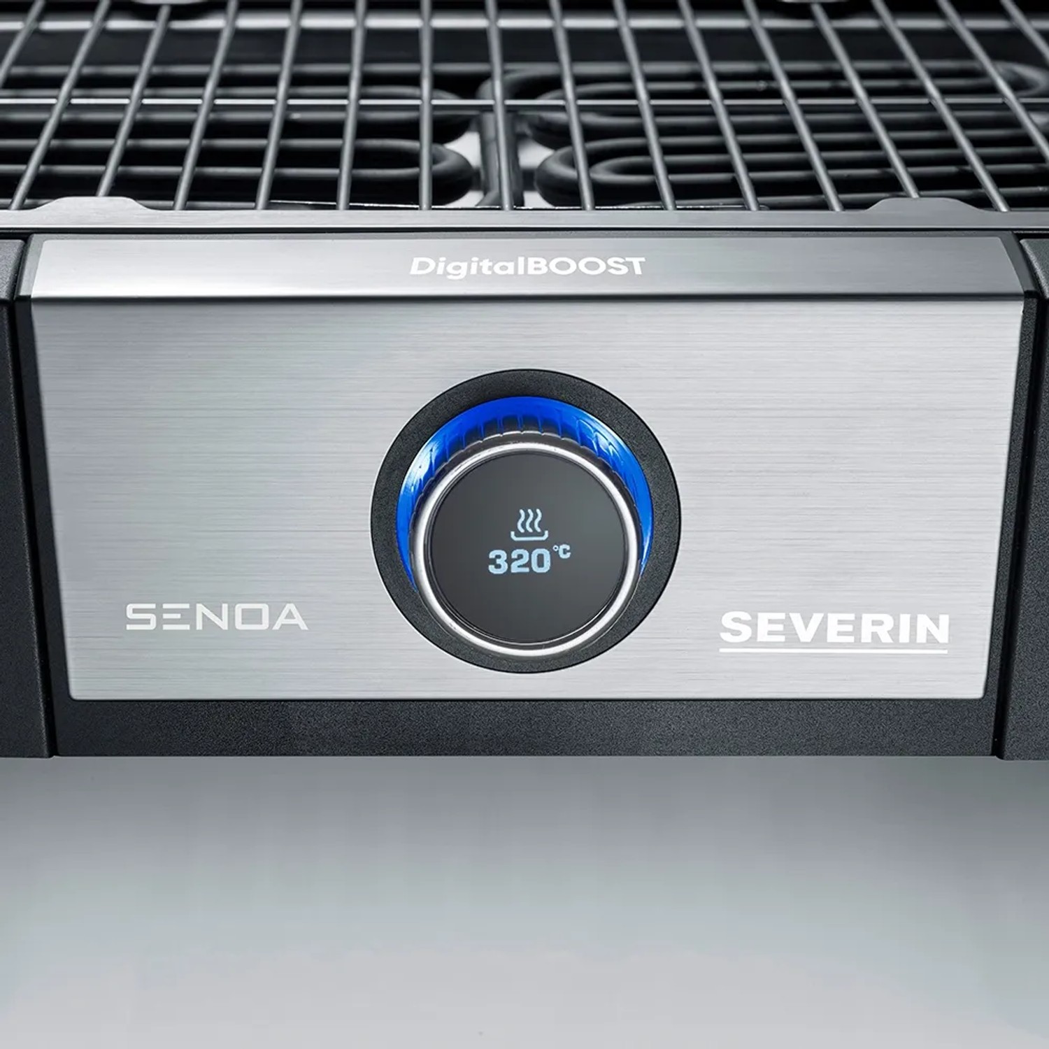 Detailaufnahme: Severin SENOA DigitalBOOST Tischgrill mit Temperaturanzeige.