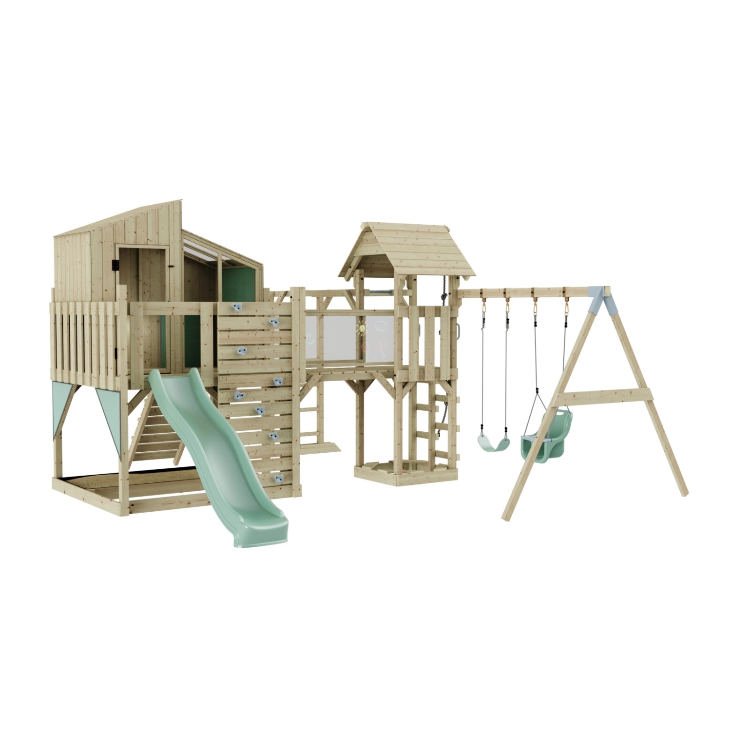OutdoorToys Spielturm Emma mit Babyschaukel Mintgrün günstig online kaufen