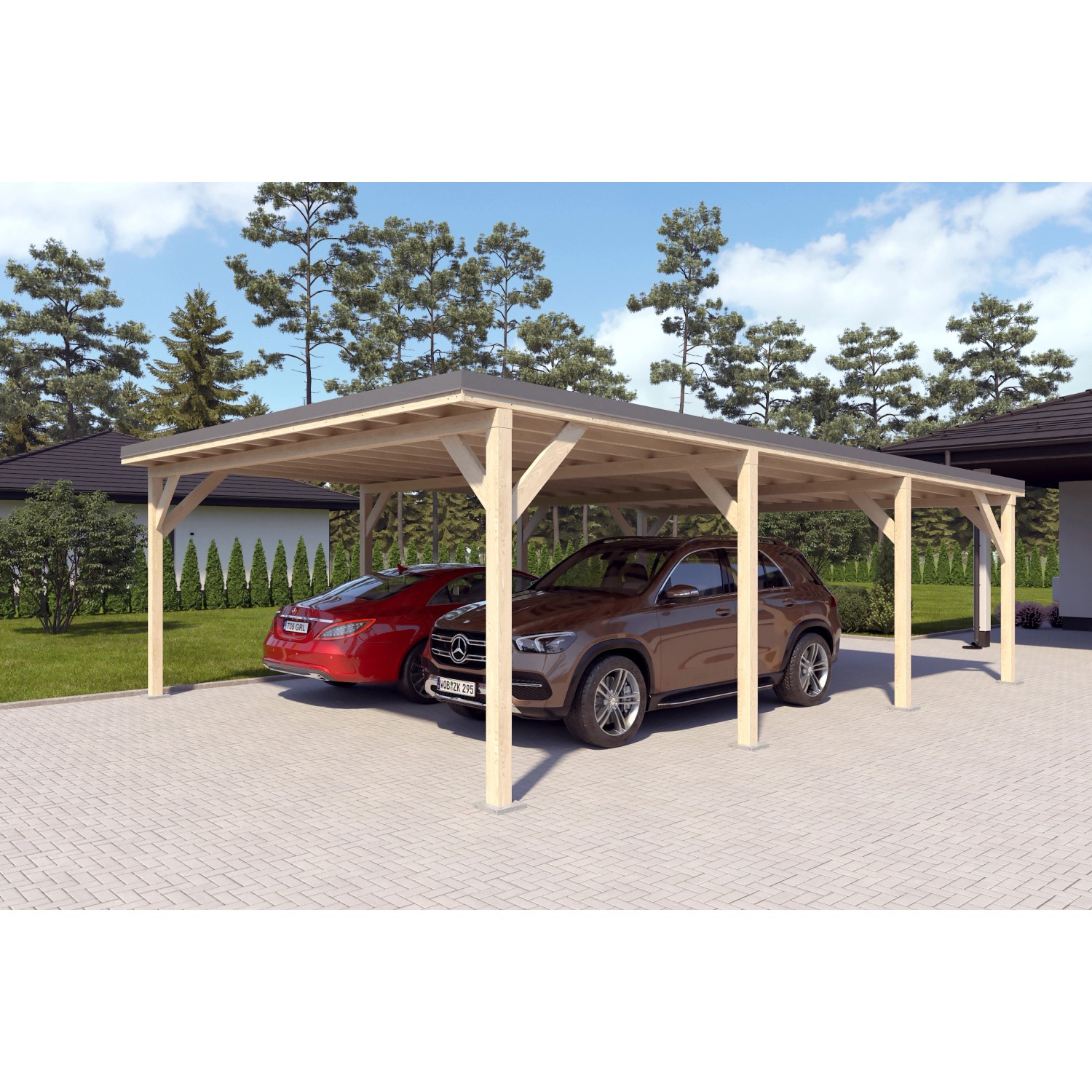 Holzbrüder Carport Ralf 52m² Imprägniert-Dunkelgrau günstig online kaufen