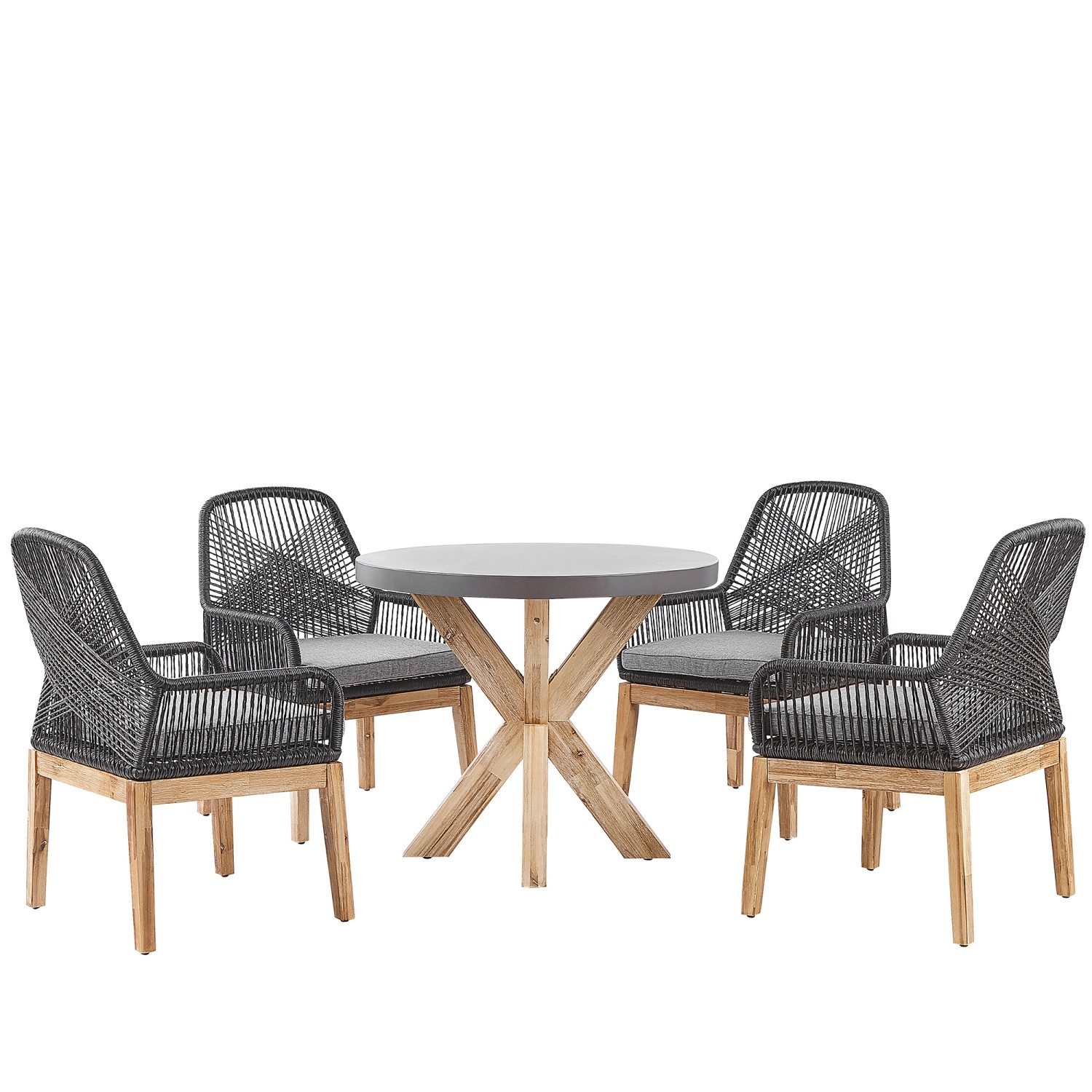 Beliani Gartentisch Set OLBIA Hellgrau 90x90x76 günstig online kaufen
