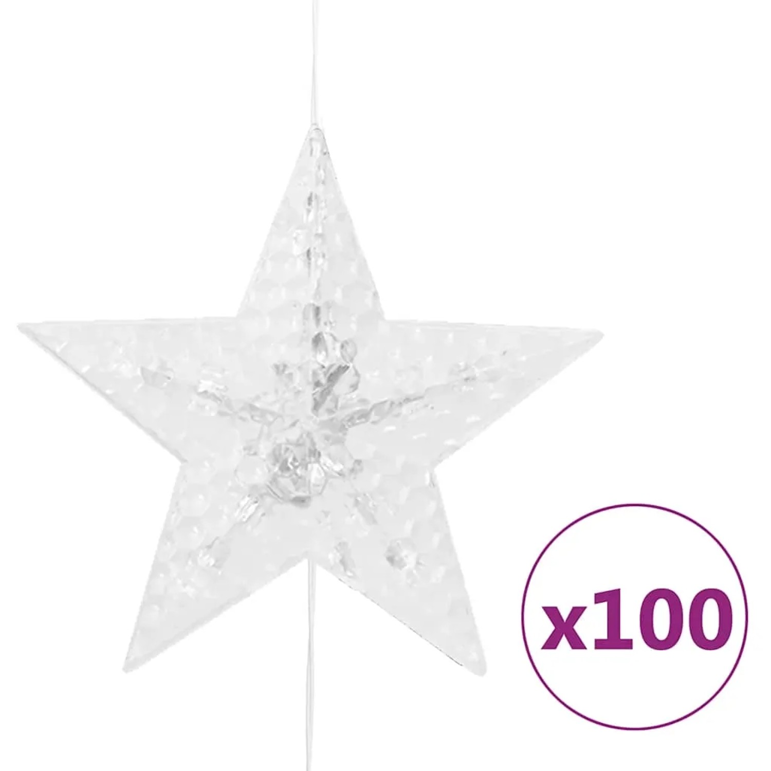 Transparenter Kunststoff-Stern mit LED für vidaXL Sternenvorhang Lichterkette, kaltweiß, Außen-Dekoration.