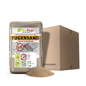 Sack ökofuge Fugensand Natur, 20kg, zur Unkrauthemmung für Pflaster- und Plattenbeläge.