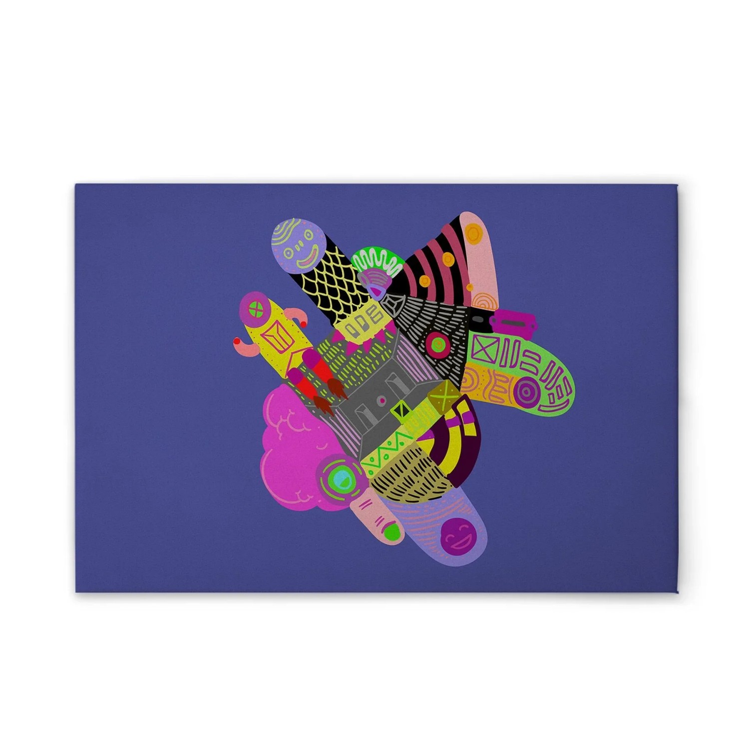 Tadessi Leinwandbild - M1-No.51289 - Bunte Kreaturen - 90 x 60 cm - Hochformat