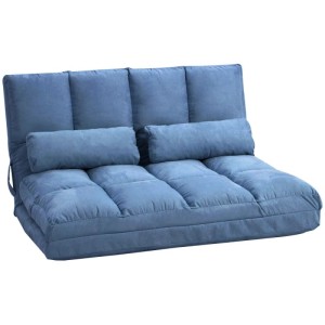 Blauer HOMCOM Bodenstuhl 2-in-1 mit verstellbarer Rückenlehne und Kissen. Komfortables Sofa für kleine Räume.