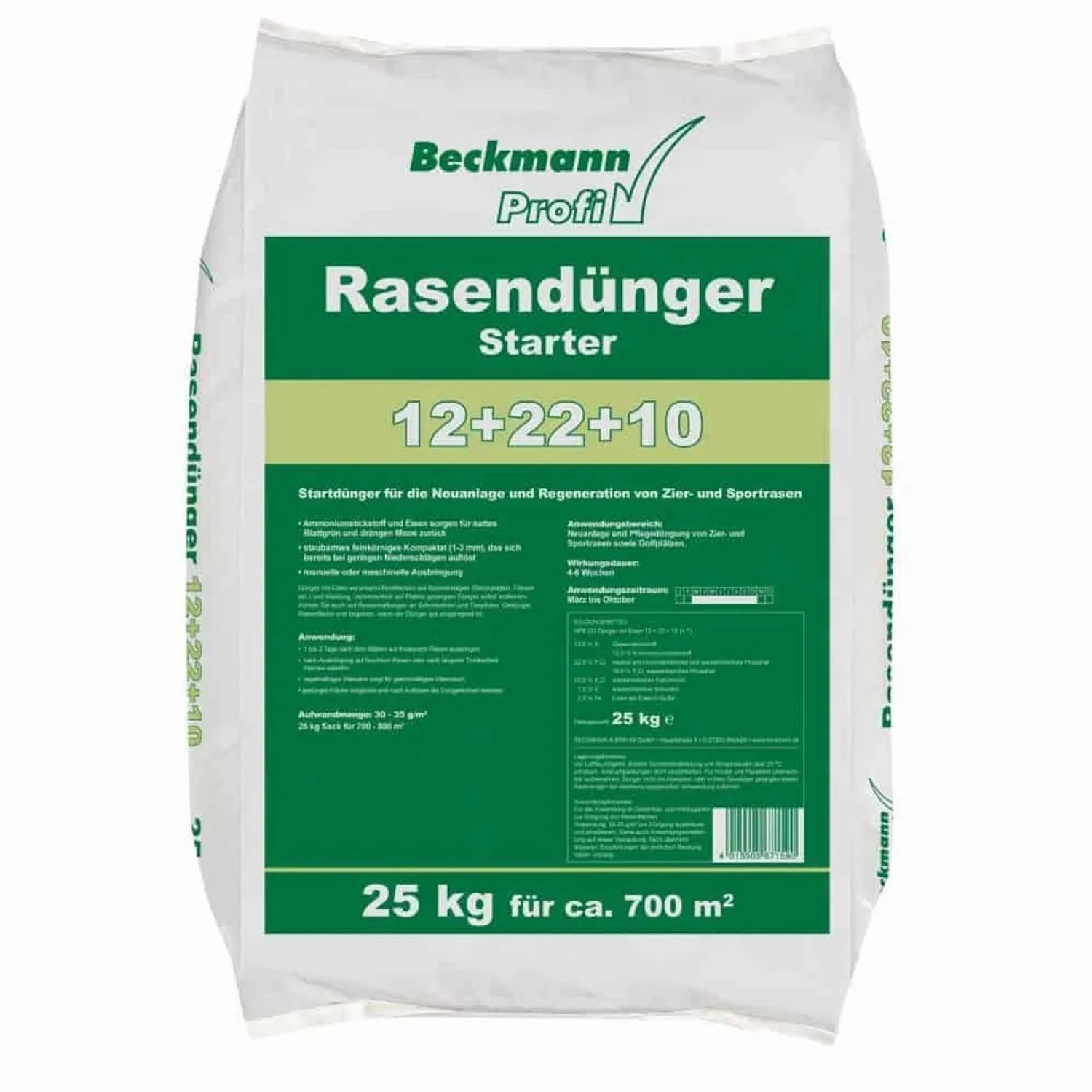 Beckmann&Brehm Rasendünger Starter 25kg für Neuanlage und Regeneration