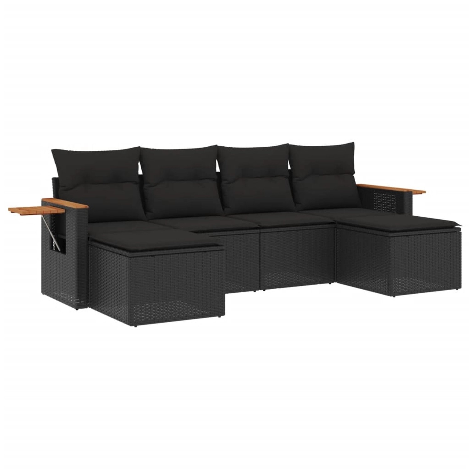 vidaXL 6-Tlg Garten-Sofagarnitur mit Kissen Schwarz Poly Rattan 3227056 günstig online kaufen