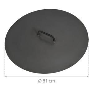 Schwarzer CookKing Deckel für Feuerschalen, Ø 80,5 cm, aus robustem Stahl.