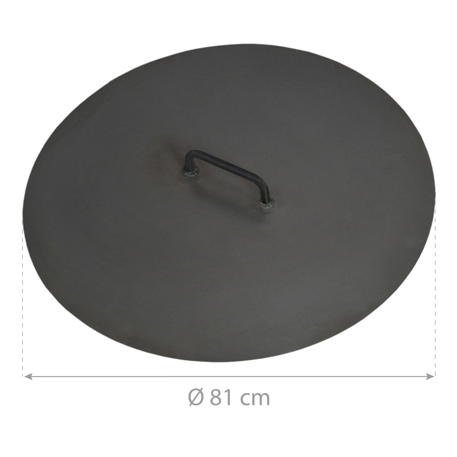 Schwarzer CookKing Deckel für Feuerschalen, Ø 80,5 cm, aus robustem Stahl.