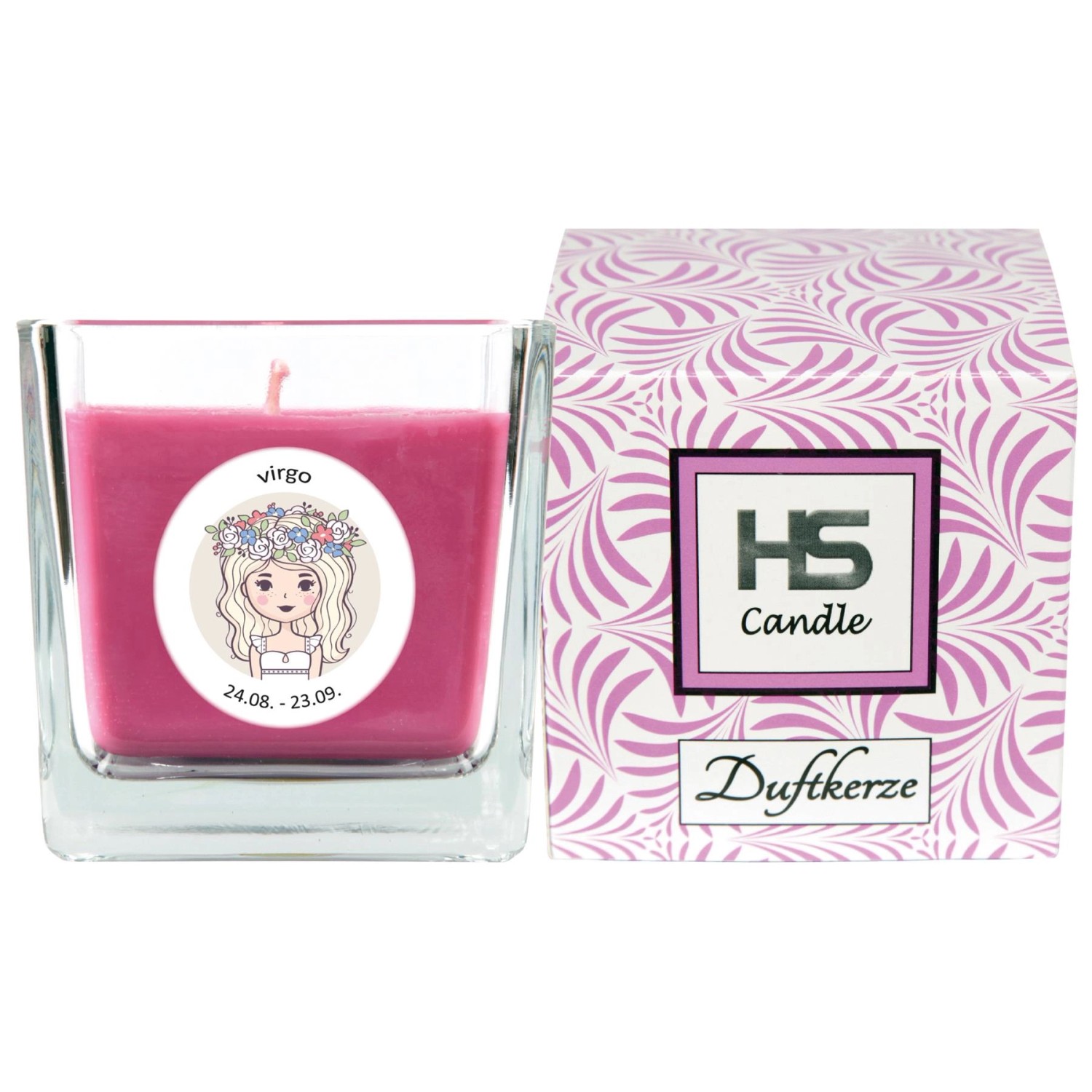 HS Candle Duftkerze Sternzeichen Jungfrau im Glas mit Geschenkverpackung.