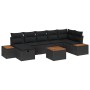 vidaXL Gartenmöbel-Set, 8-teilig, schwarz, Poly Rattan, mit Kissen und Stauraum.