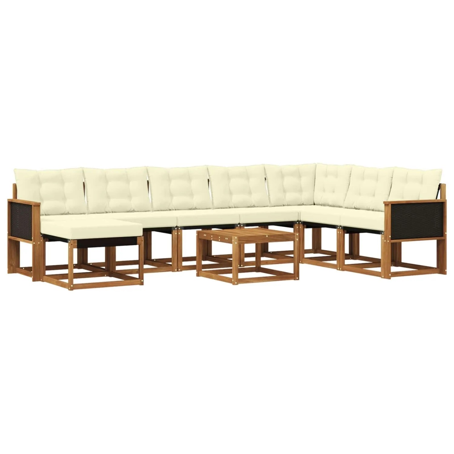 vidaXL Outdoor-Sofagarnitur mit Kissen 9 Stk Natur und Creme 3382150