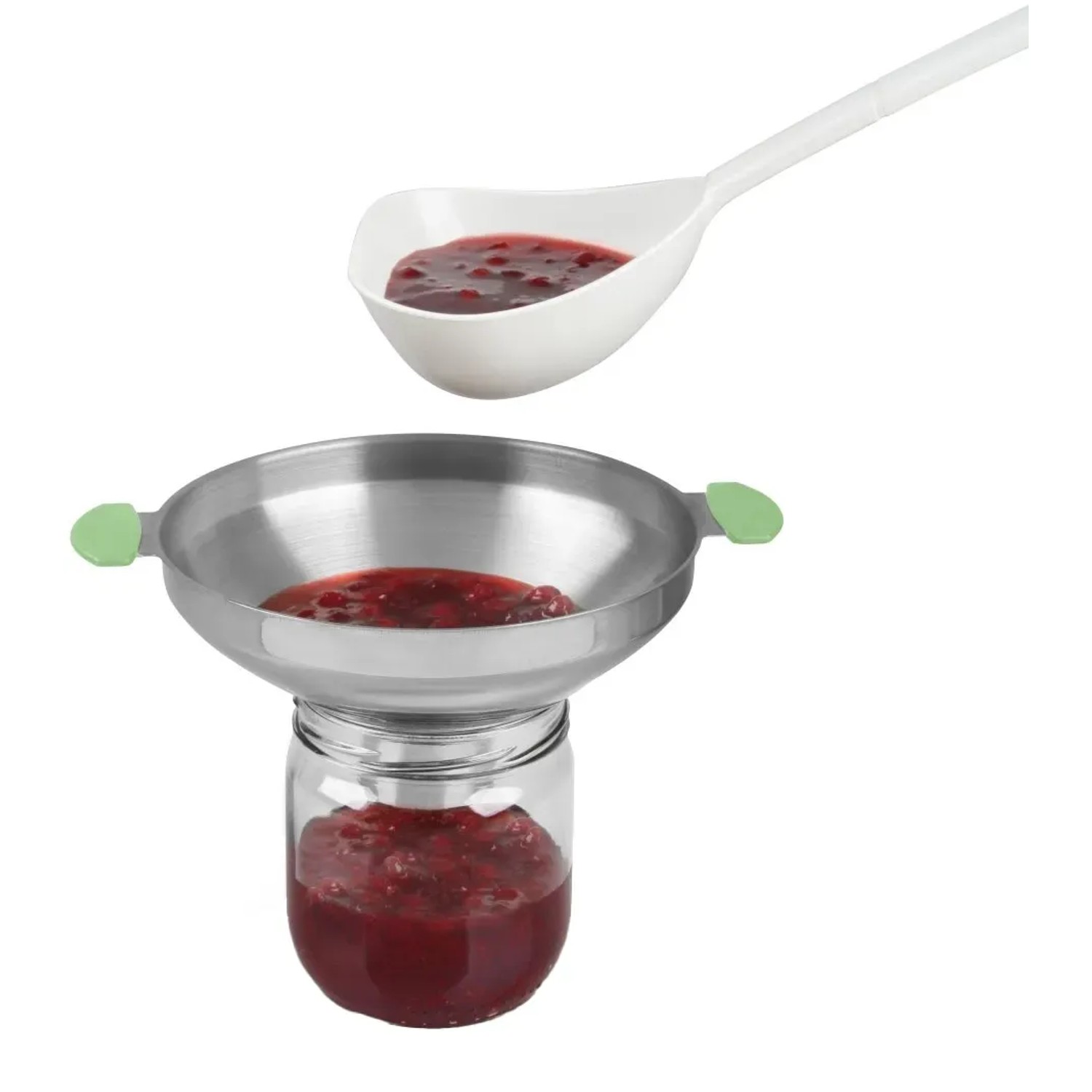 Dr. Oetker Einmachtrichter Profi aus Edelstahl beim Marmelade abfüllen.