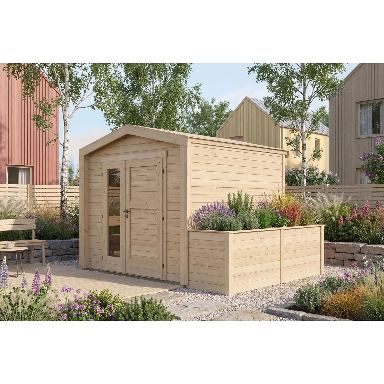 Weka Holz-Gartenhaus Killarney Satteldach Natur Unbehandelt 334 cm x 263 cm