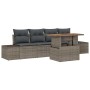 Graues 5-tlg. vidaXL Garten-Sofa-Set aus Rattan mit Stauraum und Tisch.
