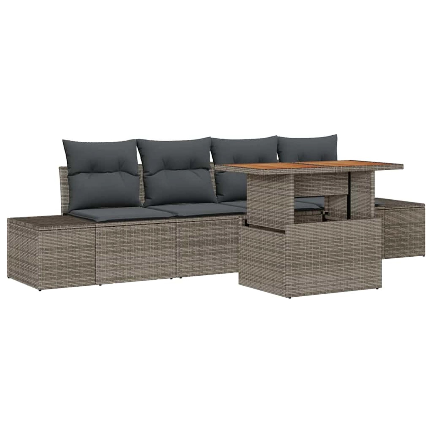 vidaXL Garten-Sofa-Set mit Speicher 5-Tlg Grau Poly Rattan 3358631 günstig online kaufen