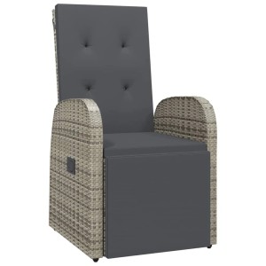 Verstellbarer Gartensessel grau mit Kissen aus Polyrattan.