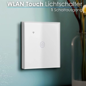 Echos Eco-4150 WLAN Touch Lichtschalter aus Glas, 1-fach
