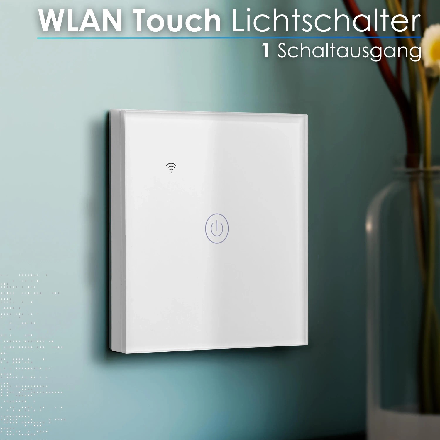 Echos Eco-4150 WLAN Touch Lichtschalter aus Glas, 1-fach