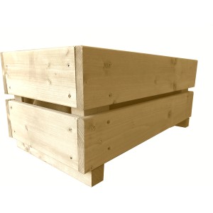 Unbehandelter, rechteckiger T & J Sunny Blumenkasten aus Holz, ca. 58x29x31 cm.