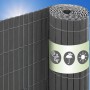 Dunkelgrauer urfence PVC Sichtschutz für Balkon & Garten. Rollbarer Windschutz mit 3 cm breiten Stäben, wetterfest & blickdicht.