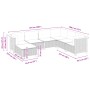 vidaXL 7-tlg. Garten-Sofagarnitur, schwarz, Poly Rattan, mit Maßangaben.