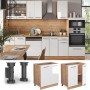 Vicco Spülenunterschrank Fame-Line, 80cm, Weiß Hochglanz/Goldkraft Eiche mit Marmor Arbeitsplatte.