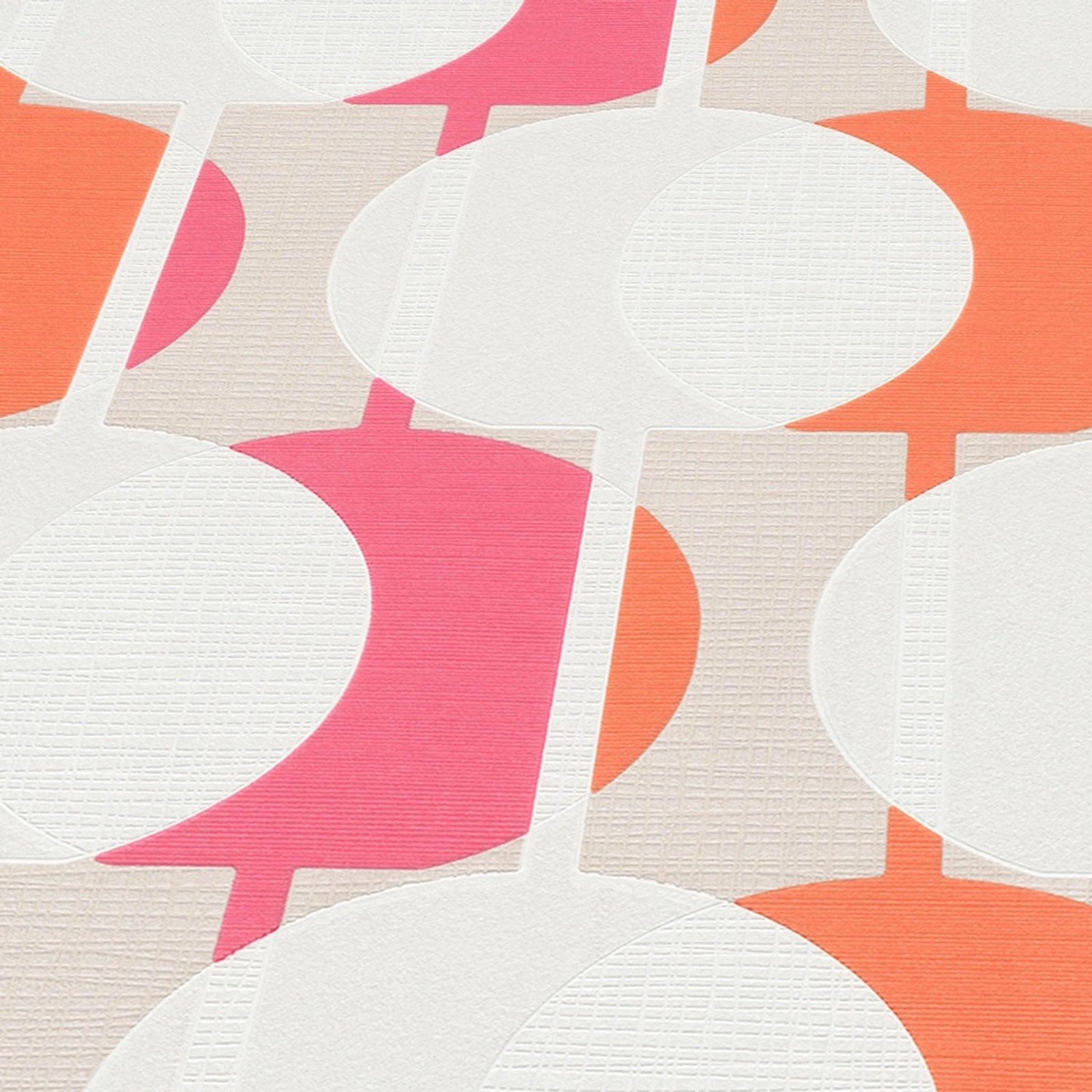 Bricoflor Retro Tapete Pink Orange Weiß 70Er Jahre Vliestapete mit Vinyl Ideal für Wohnzimmer und Jugendzimmer Vlies Retrotapete mit Kreisen