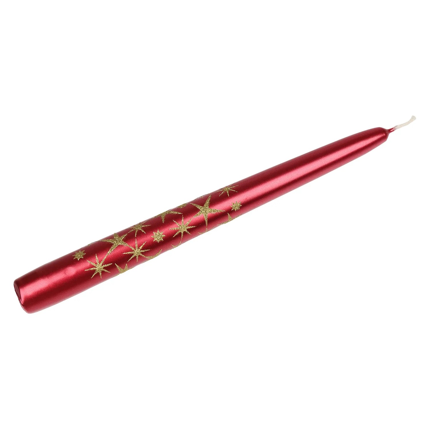 Steinhart Spitzkerze Glitzersterne Lackiert Ø 2,4 cm x 24 cm Rubin