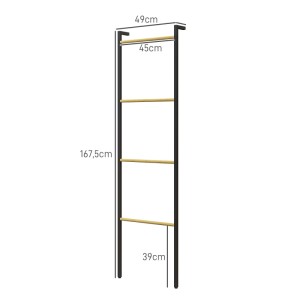 HOMCOM Handtuchleiter 49 x 167,5 cm mit 4 Stangen Schwarz