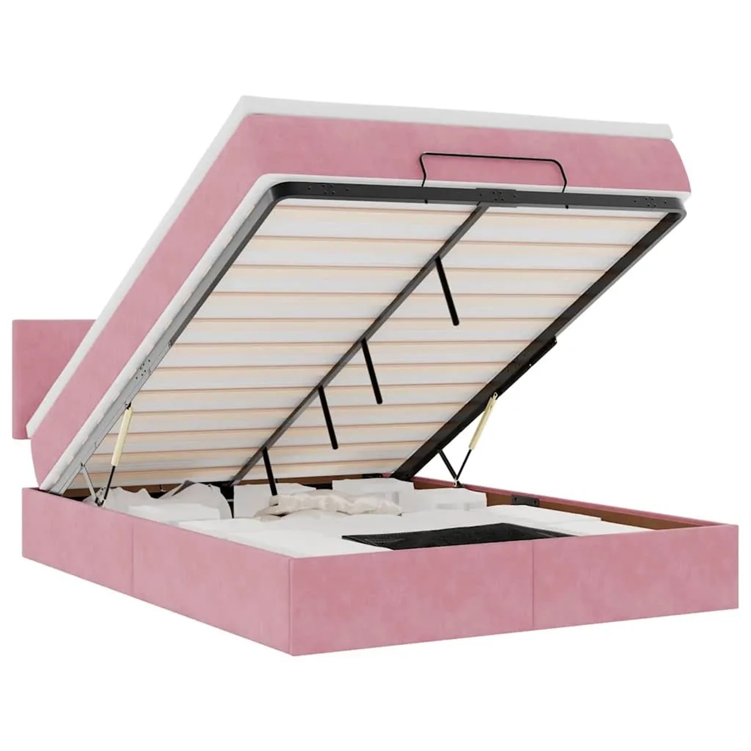 vidaXL Ottoman-Bett mit Matratze & LEDs Rosa 140x190 cm Samt 3312553