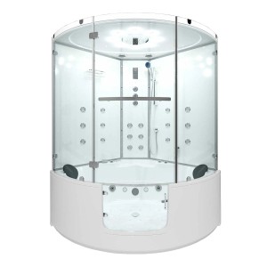 AquaVapore Dampfdusche mit Whirlpool und Tür, 140x140cm. Duschkabine mit Massagedüsen und Regendusche.